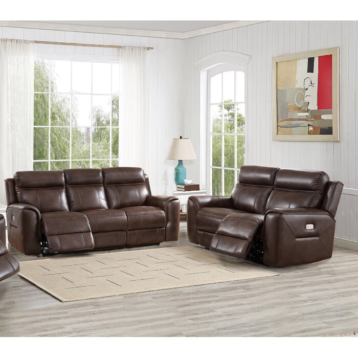 Red Barrel Studio® Efren Genuine Leather Reclining Living Room Set